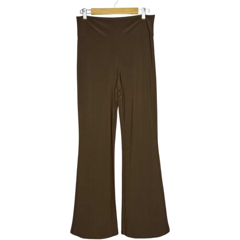 Pyramid Collection Stretch Palazzo Wide Leg Pants Brown Sz L